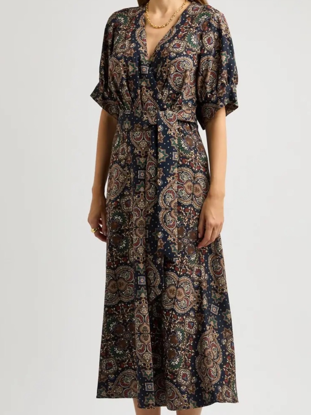 Veronica Beard Wyatt Kaleidoscope-Print Midi Dress (No Belt)
